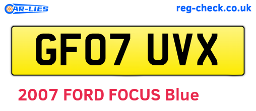 GF07UVX are the vehicle registration plates.
