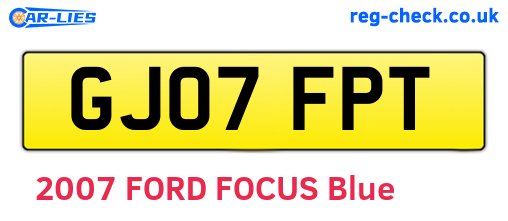 GJ07FPT are the vehicle registration plates.