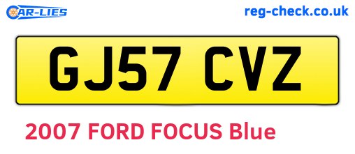 GJ57CVZ are the vehicle registration plates.