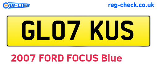 GL07KUS are the vehicle registration plates.