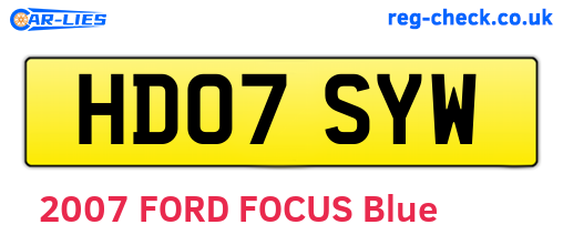 HD07SYW are the vehicle registration plates.