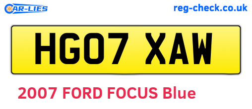 HG07XAW are the vehicle registration plates.