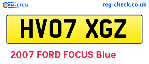 HV07XGZ are the vehicle registration plates.