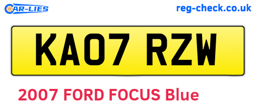 KA07RZW are the vehicle registration plates.