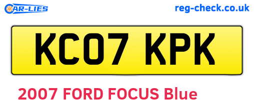 KC07KPK are the vehicle registration plates.