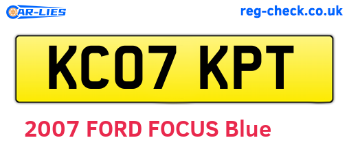 KC07KPT are the vehicle registration plates.