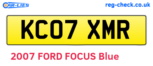 KC07XMR are the vehicle registration plates.