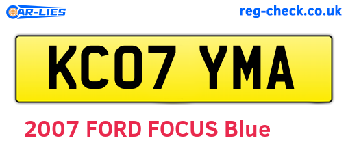 KC07YMA are the vehicle registration plates.