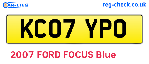 KC07YPO are the vehicle registration plates.