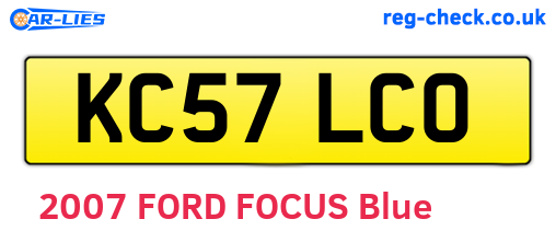 KC57LCO are the vehicle registration plates.