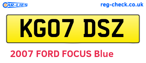 KG07DSZ are the vehicle registration plates.