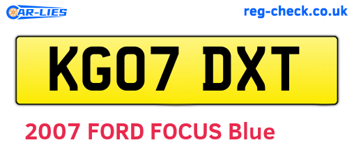 KG07DXT are the vehicle registration plates.