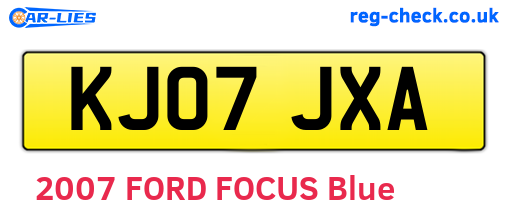 KJ07JXA are the vehicle registration plates.