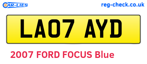 LA07AYD are the vehicle registration plates.