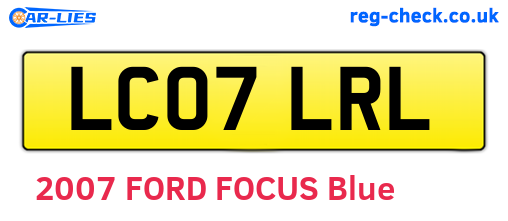 LC07LRL are the vehicle registration plates.