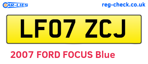 LF07ZCJ are the vehicle registration plates.