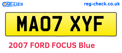 MA07XYF are the vehicle registration plates.