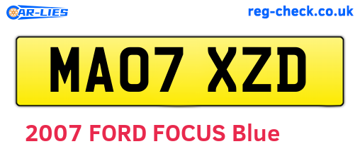 MA07XZD are the vehicle registration plates.