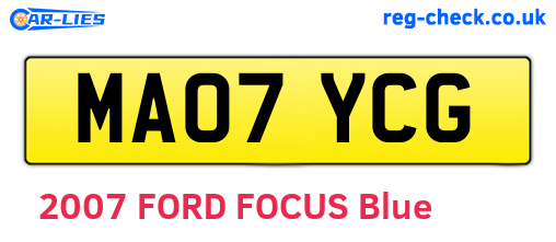 MA07YCG are the vehicle registration plates.