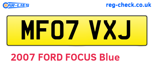 MF07VXJ are the vehicle registration plates.
