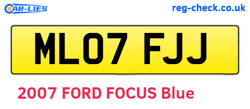 ML07FJJ are the vehicle registration plates.