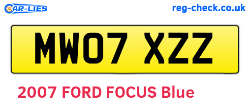 MW07XZZ are the vehicle registration plates.