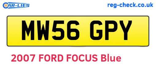 MW56GPY are the vehicle registration plates.