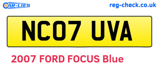 NC07UVA are the vehicle registration plates.