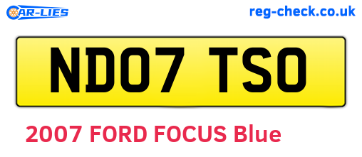 ND07TSO are the vehicle registration plates.