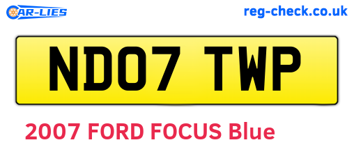 ND07TWP are the vehicle registration plates.