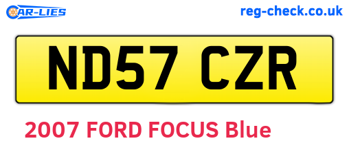 ND57CZR are the vehicle registration plates.