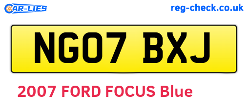 NG07BXJ are the vehicle registration plates.