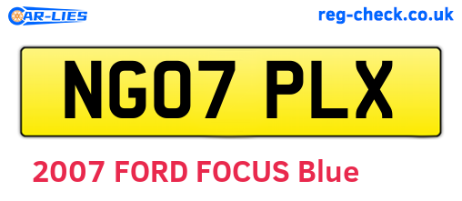 NG07PLX are the vehicle registration plates.