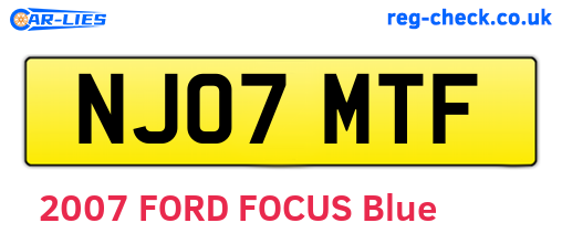 NJ07MTF are the vehicle registration plates.