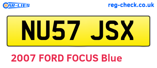 NU57JSX are the vehicle registration plates.