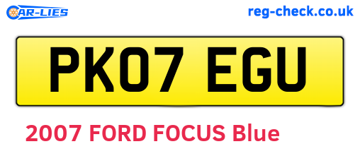 PK07EGU are the vehicle registration plates.