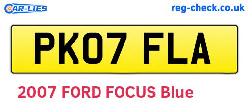 PK07FLA are the vehicle registration plates.