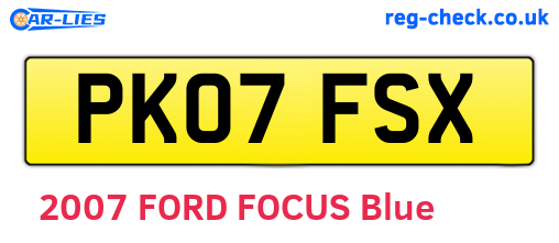 PK07FSX are the vehicle registration plates.
