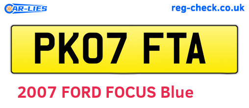 PK07FTA are the vehicle registration plates.