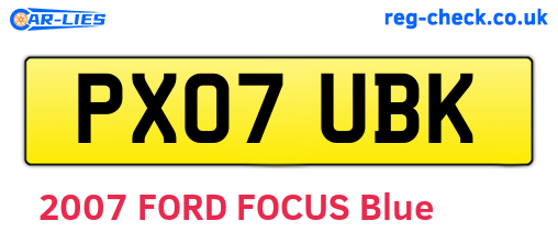 PX07UBK are the vehicle registration plates.