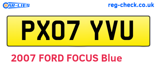 PX07YVU are the vehicle registration plates.
