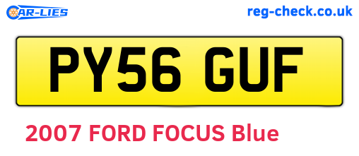 PY56GUF are the vehicle registration plates.