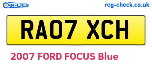 RA07XCH are the vehicle registration plates.