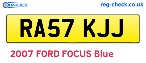 RA57KJJ are the vehicle registration plates.