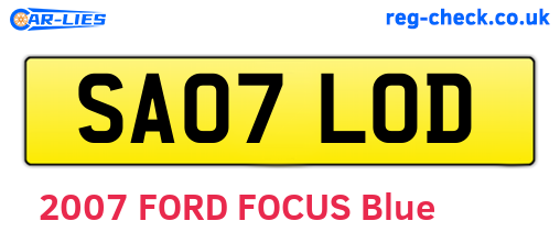 SA07LOD are the vehicle registration plates.