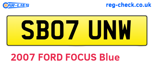 SB07UNW are the vehicle registration plates.
