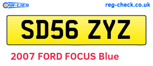 SD56ZYZ are the vehicle registration plates.