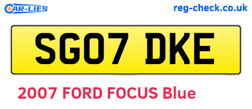 SG07DKE are the vehicle registration plates.