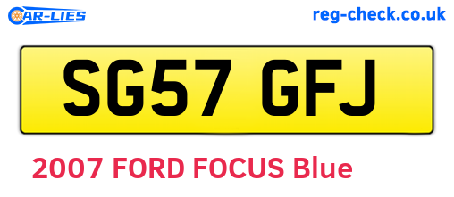SG57GFJ are the vehicle registration plates.