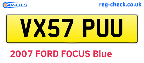 VX57PUU are the vehicle registration plates.